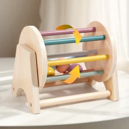 Baby Early Learning Montessori Toys Gift Wooden Rolling Ball Drum Listening Exercise Color Cognition Hand-eye Coordination Train