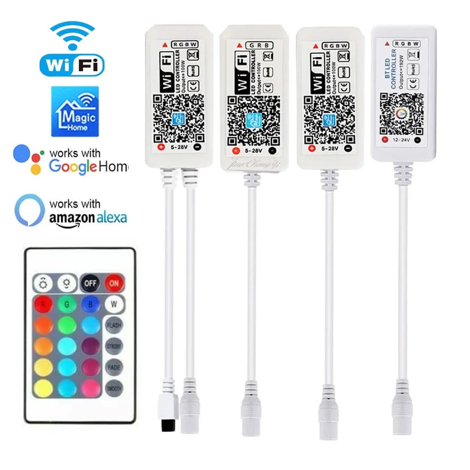 12V 24V LED Strip WIFI RGB RGBW Controller Android IOS APP Bluetooth-compatible Magic Home IR Control For RGB RGBW LED Strip
