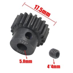 AJRC 32P M0.8 5mm 13T 14T 15T 16T 17T 18T 19T 20T 21T Black Steel Metal Pinion Motor Gear For 1/10 Slash TRX4 Rc Model Car Motor