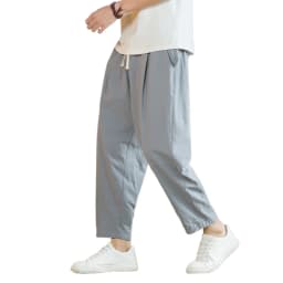 New Men's Linen Lightweight Sweatpants Cotton Solid Color Breathable Joggers Men Baggy Pants Streetwear Long Trousers Men