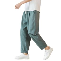 New Men's Linen Lightweight Sweatpants Cotton Solid Color Breathable Joggers Men Baggy Pants Streetwear Long Trousers Men