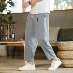 New Men's Linen Lightweight Sweatpants Cotton Solid Color Breathable Joggers Men Baggy Pants Streetwear Long Trousers Men