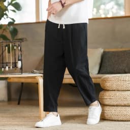 New Men's Linen Lightweight Sweatpants Cotton Solid Color Breathable Joggers Men Baggy Pants Streetwear Long Trousers Men