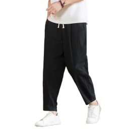 New Men's Linen Lightweight Sweatpants Cotton Solid Color Breathable Joggers Men Baggy Pants Streetwear Long Trousers Men