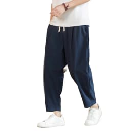 New Men's Linen Lightweight Sweatpants Cotton Solid Color Breathable Joggers Men Baggy Pants Streetwear Long Trousers Men