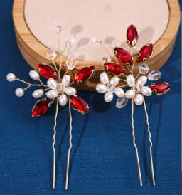 2Pcs Handmade Crystal Pearls Hairpins Flower Hairbands For Women Bride Wedding Hair Accessories More Color Rhinestone Hair Clips