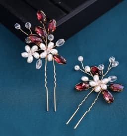 2Pcs Handmade Crystal Pearls Hairpins Flower Hairbands For Women Bride Wedding Hair Accessories More Color Rhinestone Hair Clips