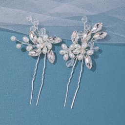 2Pcs Handmade Crystal Pearls Hairpins Flower Hairbands For Women Bride Wedding Hair Accessories More Color Rhinestone Hair Clips