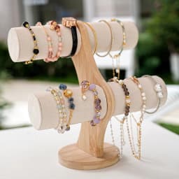 Double Layer Rack Organizer Wood Jewelry Bracelet Storage Display Chain Watch Hard Stand Holder Woman Assemble