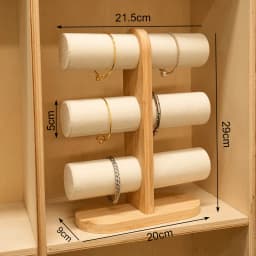 Double Layer Rack Organizer Wood Jewelry Bracelet Storage Display Chain Watch Hard Stand Holder Woman Assemble