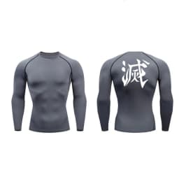 Demon Slayer Print Compression Shirts for Men Gym Workout Fitness Undershirts Short Sleeve Quick Dry Athletic Tees T-Shirt Tops