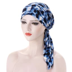 Pre Tied Chemo Cancer Headscarf Floral Print Turban Hijab Hat Soft Elastic Head Coverings Head Wraps for Women Sleep Caps