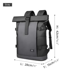 HK Waterproof Roll-Top Backpack for Men Large Capacity Expandable 17 Inch Laptop Bag Leisure Travel Backpack Hiking Camping Bags