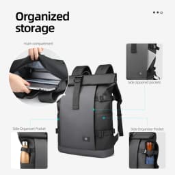 HK Waterproof Roll-Top Backpack for Men Large Capacity Expandable 17 Inch Laptop Bag Leisure Travel Backpack Hiking Camping Bags