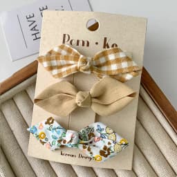 3 Pcs/lot Bows Hairpin Set for Baby Girls Cute Floral Hair Clips Plaid Bangs Clip Korean Hair Accessories Sweet Kids Headdress