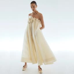 Customized Matching Chiffon Flower Straight Strapless Midi Dresses Prom Dresses Classic Exquisite Modern Style Pastrol Chinese