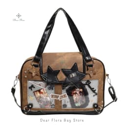 Y2K Trendy Star Ita Bag Lolita Girl Transparent Pocket Women's DIY Display Shoulder Bag Fashion Crossbody Bag Cute Purse Handbag