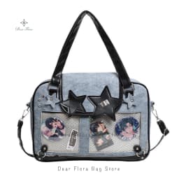 Y2K Trendy Star Ita Bag Lolita Girl Transparent Pocket Women's DIY Display Shoulder Bag Fashion Crossbody Bag Cute Purse Handbag