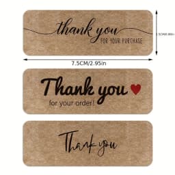 Hank You for Your Order Stickers Kraft Paper Sealing Stickers Rectangular Stickers for Shop Bakery Thank Customers Gifts