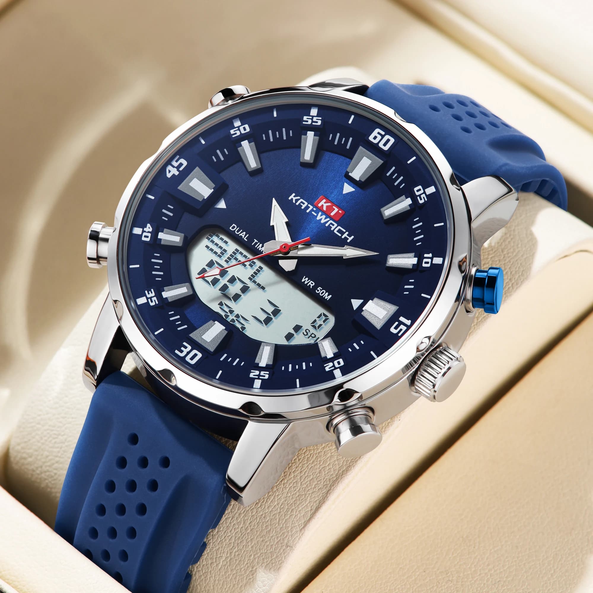 Kat-Wach Men's Quartz Watches Original Waterproof High Quality Automatic Male Timepiece Black Watch Gifts for Dad Watches Men