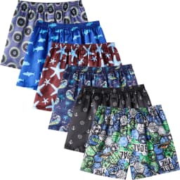 JupiterSecret 6pcs Men's Satin Boxer Shorts Casual Home Underwear Comfortable Silk-Like Bottoms with Elastic Waistband