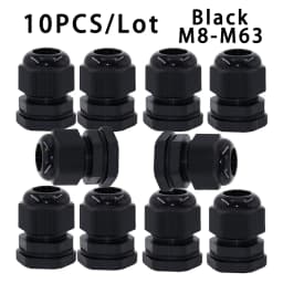 10PCS Waterproof Cable Gland M8 M12 M16 M20 M25 M32 M40 Black Plastic Seal Joint Nylon IP68 White Cable Fixing Nylon Connector