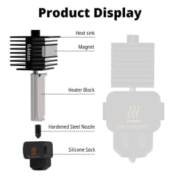 Hotend Kit For Bambu Lab A1/A1 Mini High Flow 0.2/0.4/0.6/0.8mm Hardened Steel Nozzle Quick Swap Hot End Assembly Replacement