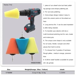 1-3Pcs Conical Sponge Buffing Polishing Cone for Automotive Car Tire Hub Care Metal Polish Cleaning Foam Pad Wheel Tool