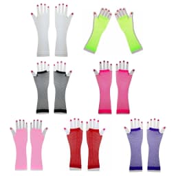 1Pair 80s 90s Short Fishnet Hand Gloves Short Gloves Punk Neon Fingerless Gloves Fancy Dress Accessory for Costume Party