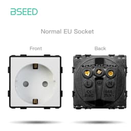 BSEED Wall Touch Switch 1/2/3Gang 1/2Way Light Switch Dimmer Function Parts Glass Panel Frames EU Wall Sockets DIY Parts White