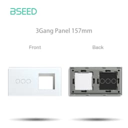BSEED Wall Touch Switch 1/2/3Gang 1/2Way Light Switch Dimmer Function Parts Glass Panel Frames EU Wall Sockets DIY Parts White