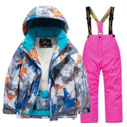 Children's Ski Suit for Men and Women, Large, Medium, and Small Children, Baby Thick Waterproof and Warm Snow Equipment