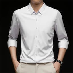 New Men's Business Casual Long Sleeved Solid Color Shirt Wrinkle Resistant Wrinkle Free Comfortable All Season Versatile Top