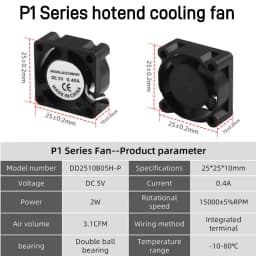 2510 Fan for Bambu Lab X1/P1 Hotend Cooling Fan with Cable Rapid Cooling Fan for Bambu X1C P1S P1P 3D Printer Accessories