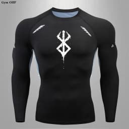 Compression Shirt Men Running Quick Dry Gym Jogging Sports Shirts Rashguard Tops Short Sleeve T-Shirt Anime Berserk-Summer