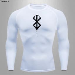 Compression Shirt Men Running Quick Dry Gym Jogging Sports Shirts Rashguard Tops Short Sleeve T-Shirt Anime Berserk-Summer