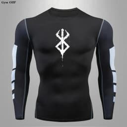 Compression Shirt Men Running Quick Dry Gym Jogging Sports Shirts Rashguard Tops Short Sleeve T-Shirt Anime Berserk-Summer