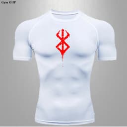 Compression Shirt Men Running Quick Dry Gym Jogging Sports Shirts Rashguard Tops Short Sleeve T-Shirt Anime Berserk-Summer