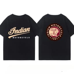 Indian Motorcycle Heavy Locomotive Cruise Bike Riding Suit Club Print Summer Cotton Casual Motorcycle Men's and Women's T-Shirt