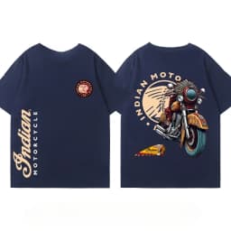Indian Motorcycle Heavy Locomotive Cruise Bike Riding Suit Club Print Summer Cotton Casual Motorcycle Men's and Women's T-Shirt