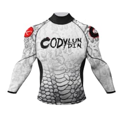Cody Lundin Mock Neck Men Compression Long Sleeve Fitness Shirt Grappling Boxing Jersey, MMA Jitsu BJJ Rash Guard With Anti Slip