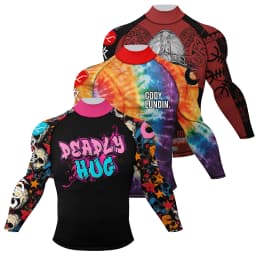 Cody Lundin Mock Neck Men Compression Long Sleeve Fitness Shirt Grappling Boxing Jersey, MMA Jitsu BJJ Rash Guard With Anti Slip