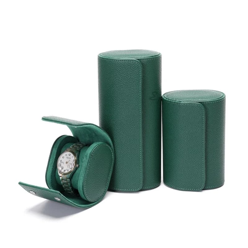 Embers Green Luxury Watch Roll - 1/2/3 Slot Genuine Leather Watch Storage Travel Case for Rolex Patek Philippe Watch Gift Box