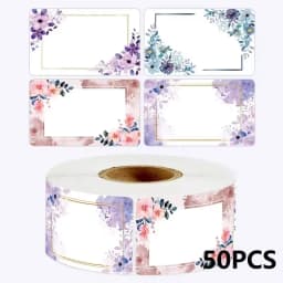 50-250PCS New Flowers Name Lables Sunflowers Small Packaging Sticker Roll Pack Home Made Stickers Rolling Lables