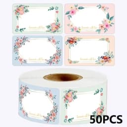 50-250PCS New Flowers Name Lables Sunflowers Small Packaging Sticker Roll Pack Home Made Stickers Rolling Lables