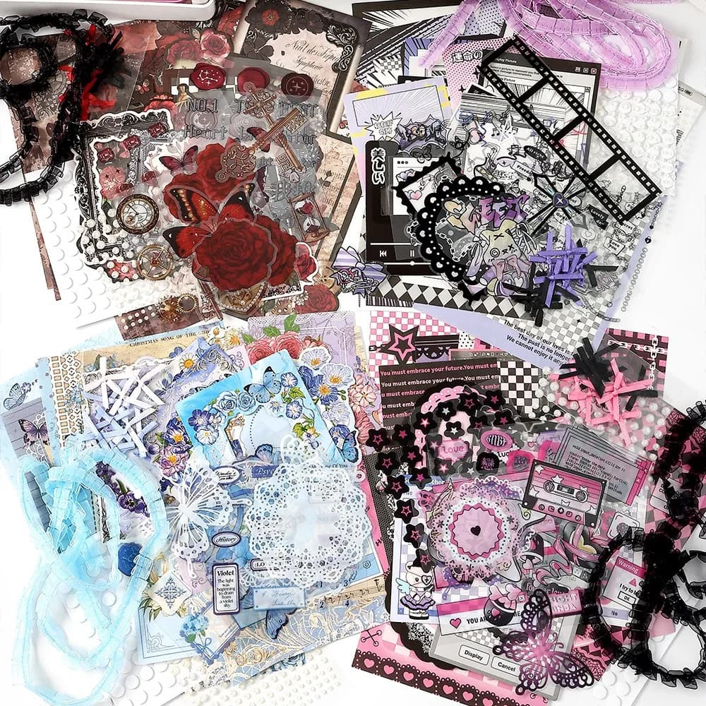 Paper Stickers DIY Itabag Insert Material Retro Lace Ribbon Itabag Decor DIY Material Creative Colorful