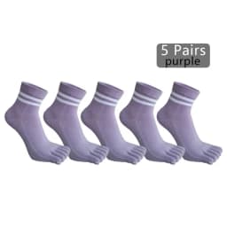 1/5 Pairs Five Finger Socks Women Girl Striped Cotton Solid Sweat-Absorbing Soft Endurable Toe Short Socks Student 4 Seasons