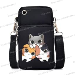 2024 Zipper Small Crossbody Bags Cartoon Anime Cat Women's Shoulder Purses and Handbags Girls Fashion Animal Mobile Phone Bag