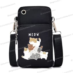2024 Zipper Small Crossbody Bags Cartoon Anime Cat Women's Shoulder Purses and Handbags Girls Fashion Animal Mobile Phone Bag