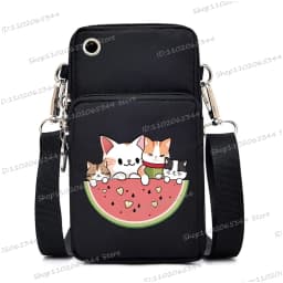 2024 Zipper Small Crossbody Bags Cartoon Anime Cat Women's Shoulder Purses and Handbags Girls Fashion Animal Mobile Phone Bag